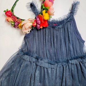 Stella industries Girls’ Gray Sparkle Tulle Dress